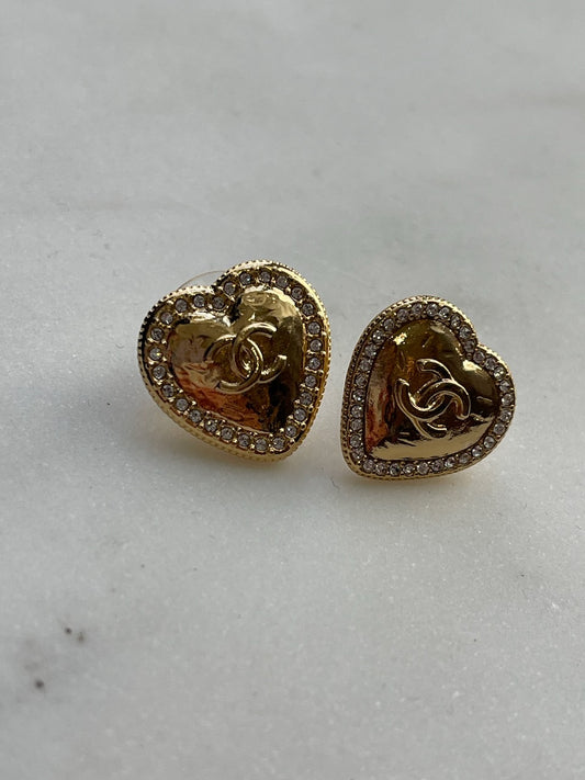 Boucles d'oreilles Chanel coeur doré