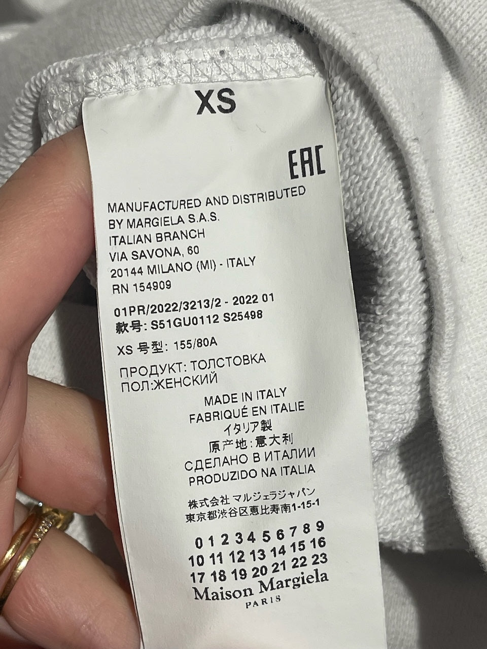 Sweat Maison Margiela blanc T.XS