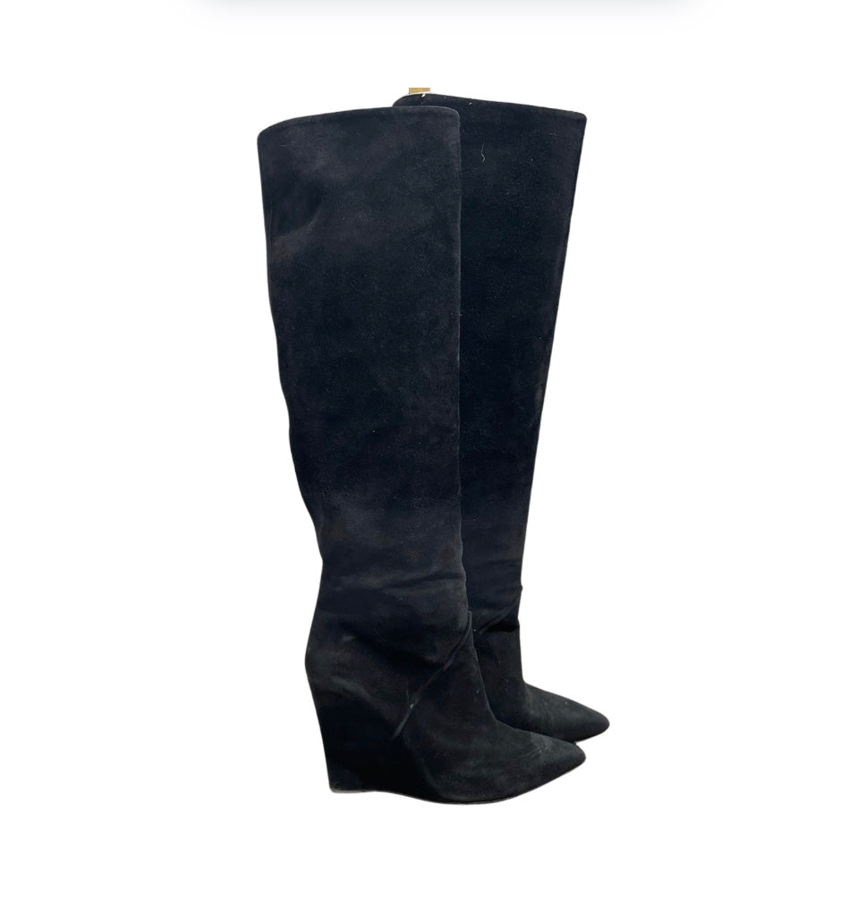 Bottes Saint Laurent Daim Noir T.37,5