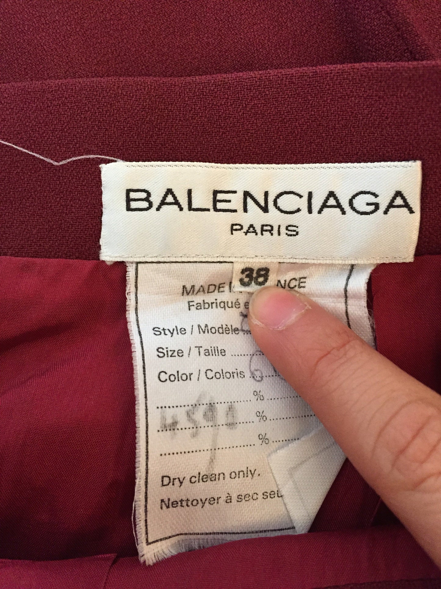 Jupe Balenciaga bordeaux T.38
