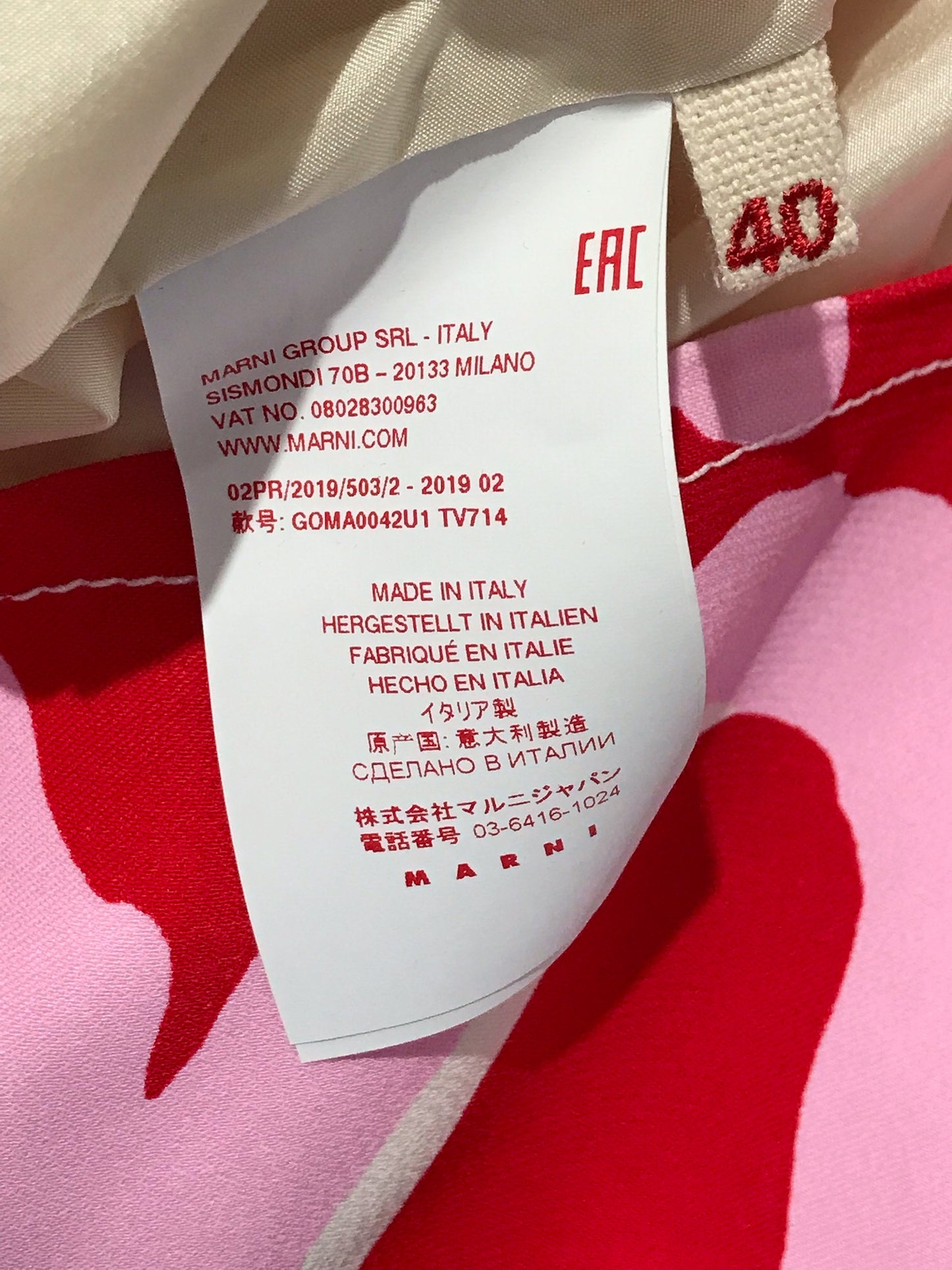 Jupe Marni rouge et rose T.36