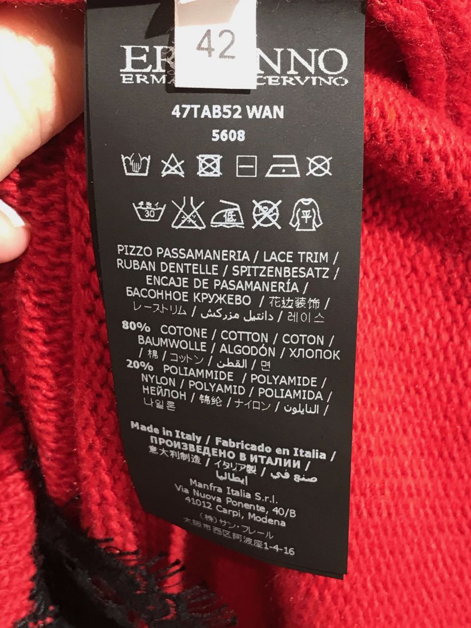 Pull Ermanno Scervino rouge T.38 NEUF