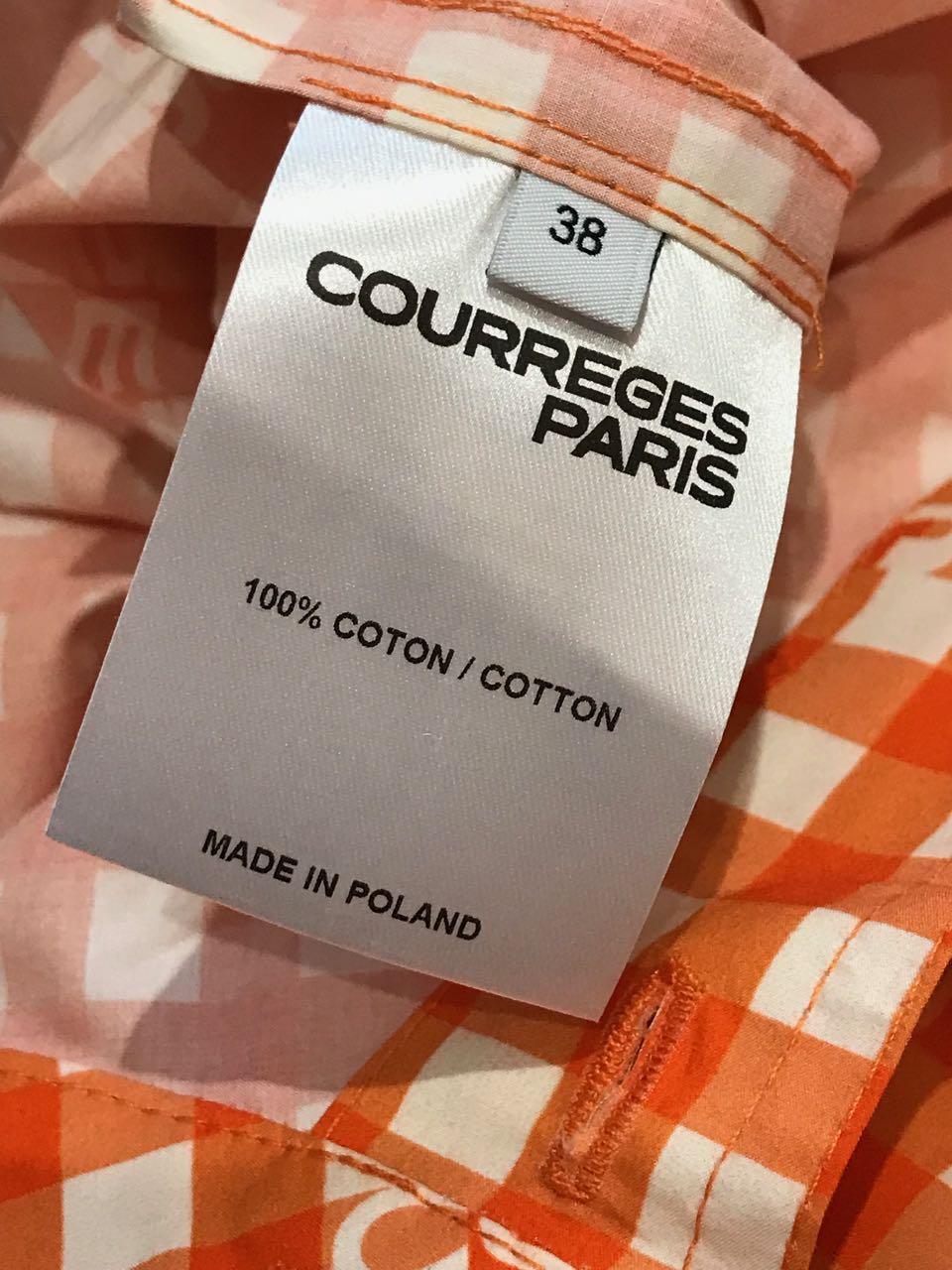 Chemise Courrèges orange T.38 Neuve