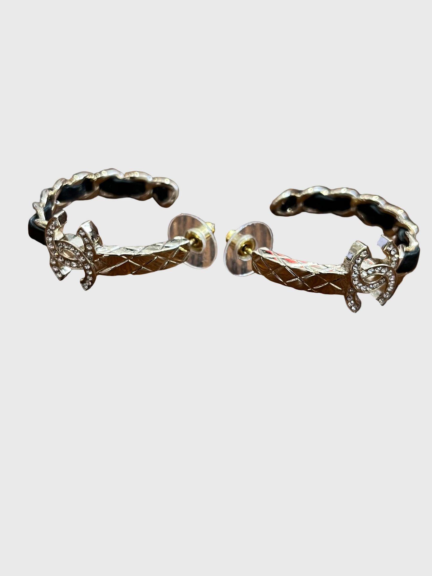 Creoles Chanel chaine et cuir