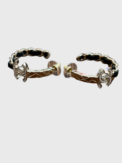 Creoles Chanel chaine et cuir