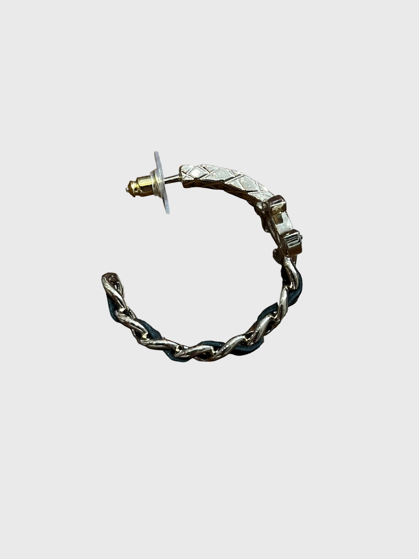 Creoles Chanel chaine et cuir