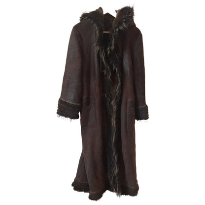 Manteau en peau lainée marron T.38