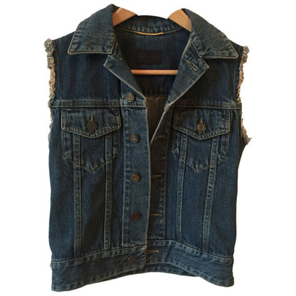 Veste Saint Laurent en jeans et fourrure T.XS