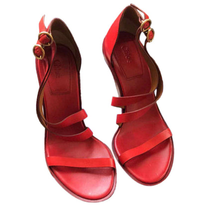 Sandales Chloé rouge T.38,5 NEUVES