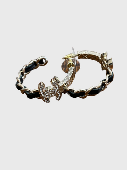 Creoles Chanel chaine et cuir