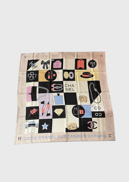 Foulard Chanel Rose/Noir