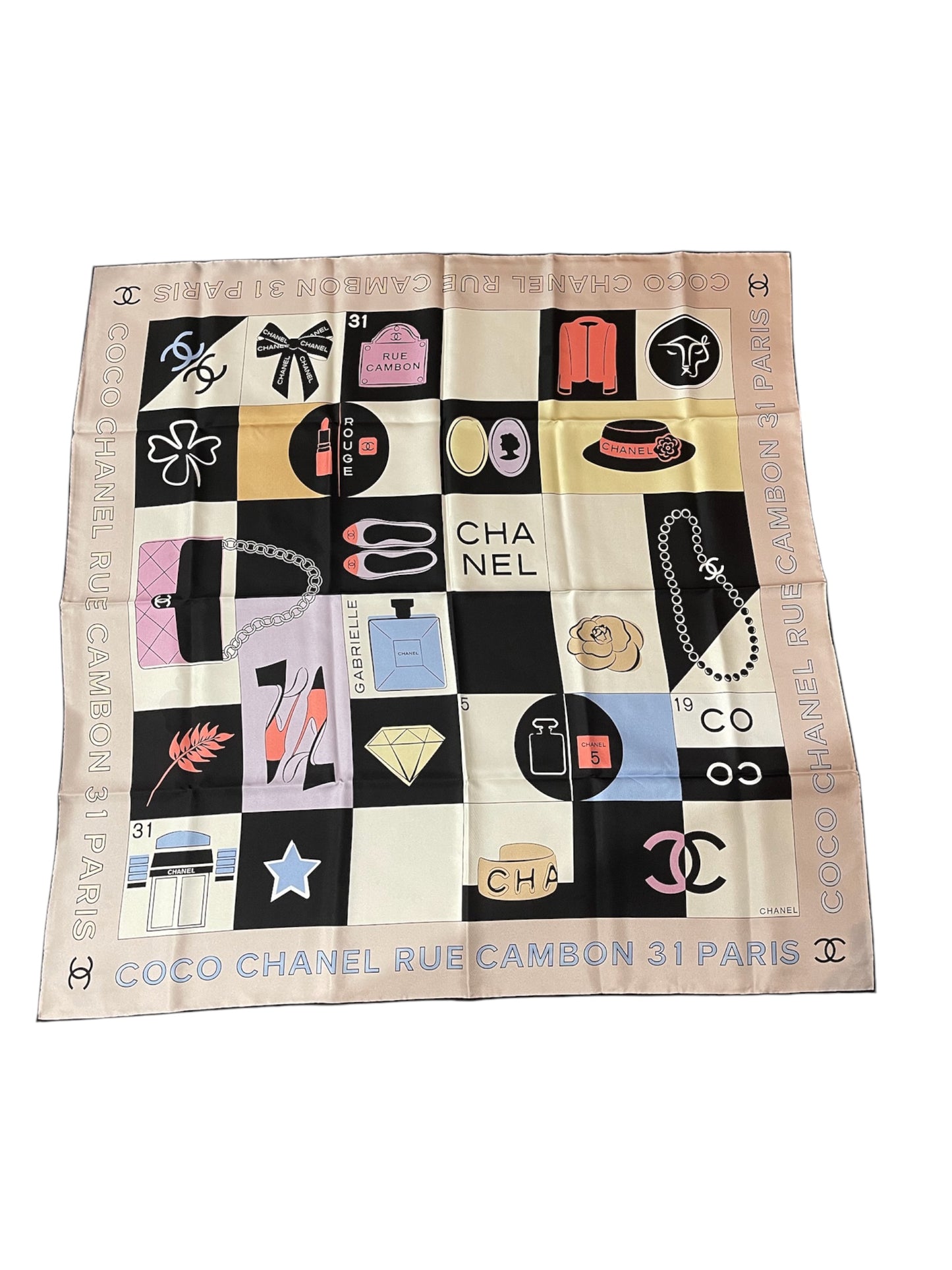 Foulard Chanel Rose/Noir