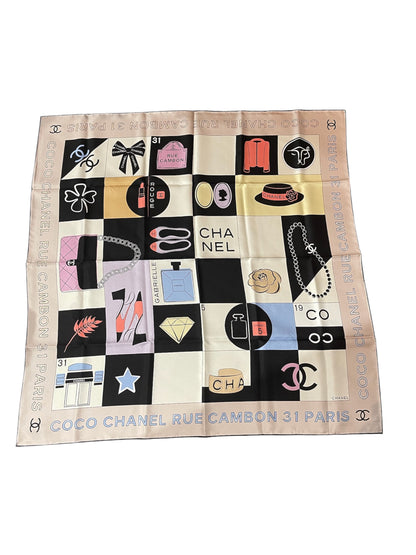 Foulard Chanel Rose/Noir