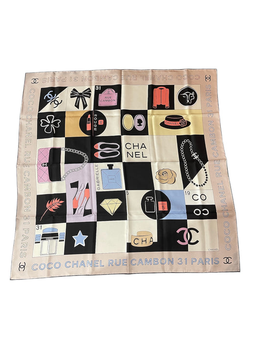Foulard Chanel Rose/Noir