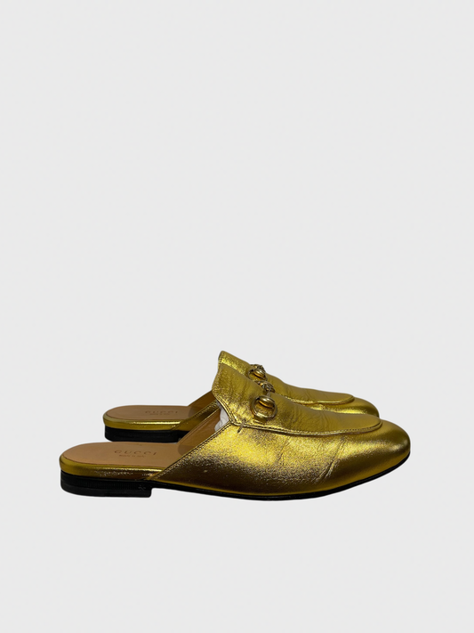 Mules Gucci Princetown dorées T.37