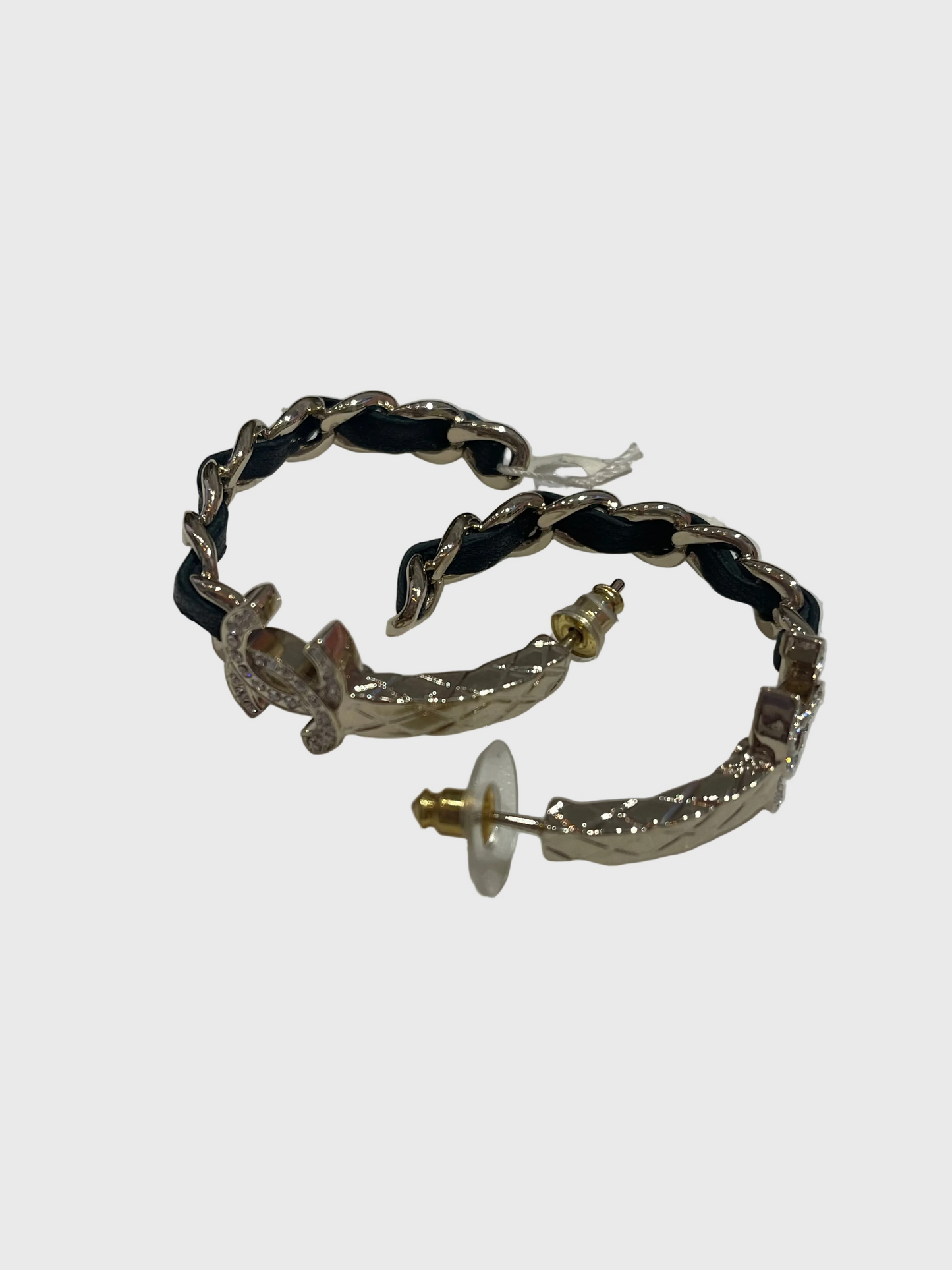 Creoles Chanel chaine et cuir
