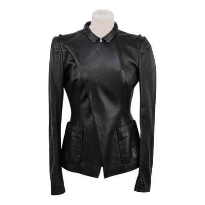 Veste en cuir Balenciaga noire T.40