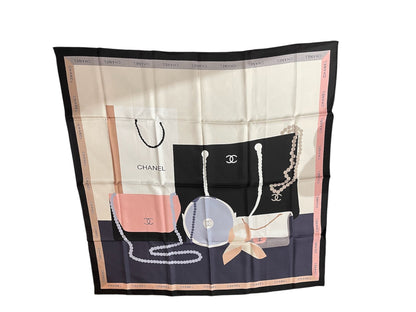 Foulard Chanel Blanc/Rose