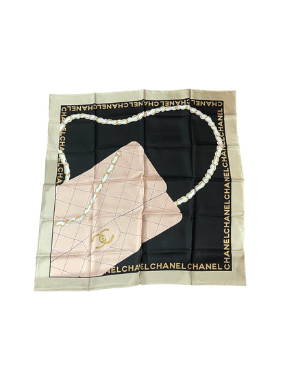Foulard Chanel Noir/Rose
