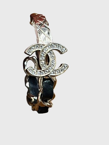 Creoles Chanel chaine et cuir