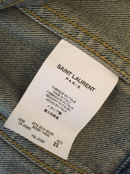 Veste Saint Laurent en jeans et fourrure T.XS