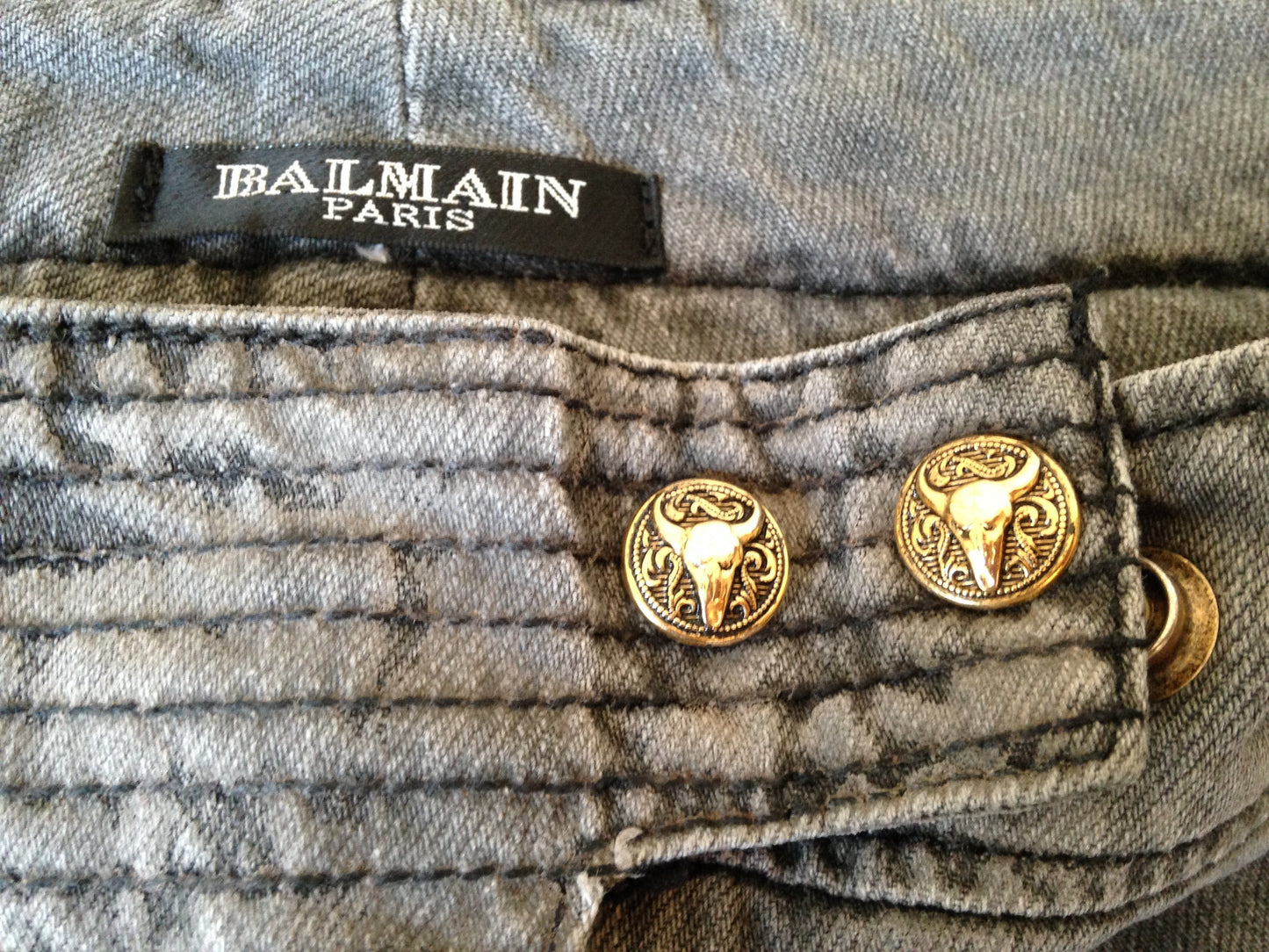 Jeans Biker Balmain Gris T.36