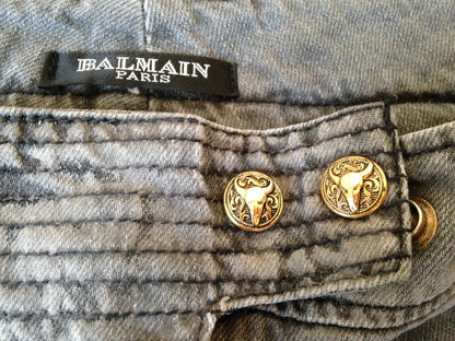 Jeans Biker Balmain Gris T.36