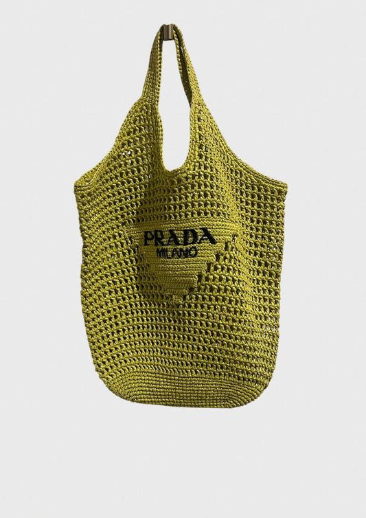 Sac Prada raffia vert