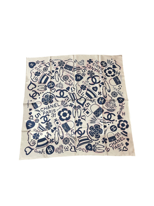 Foulard Chanel Blanc/Bleu