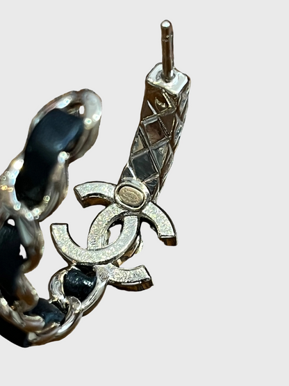 Creoles Chanel chaine et cuir