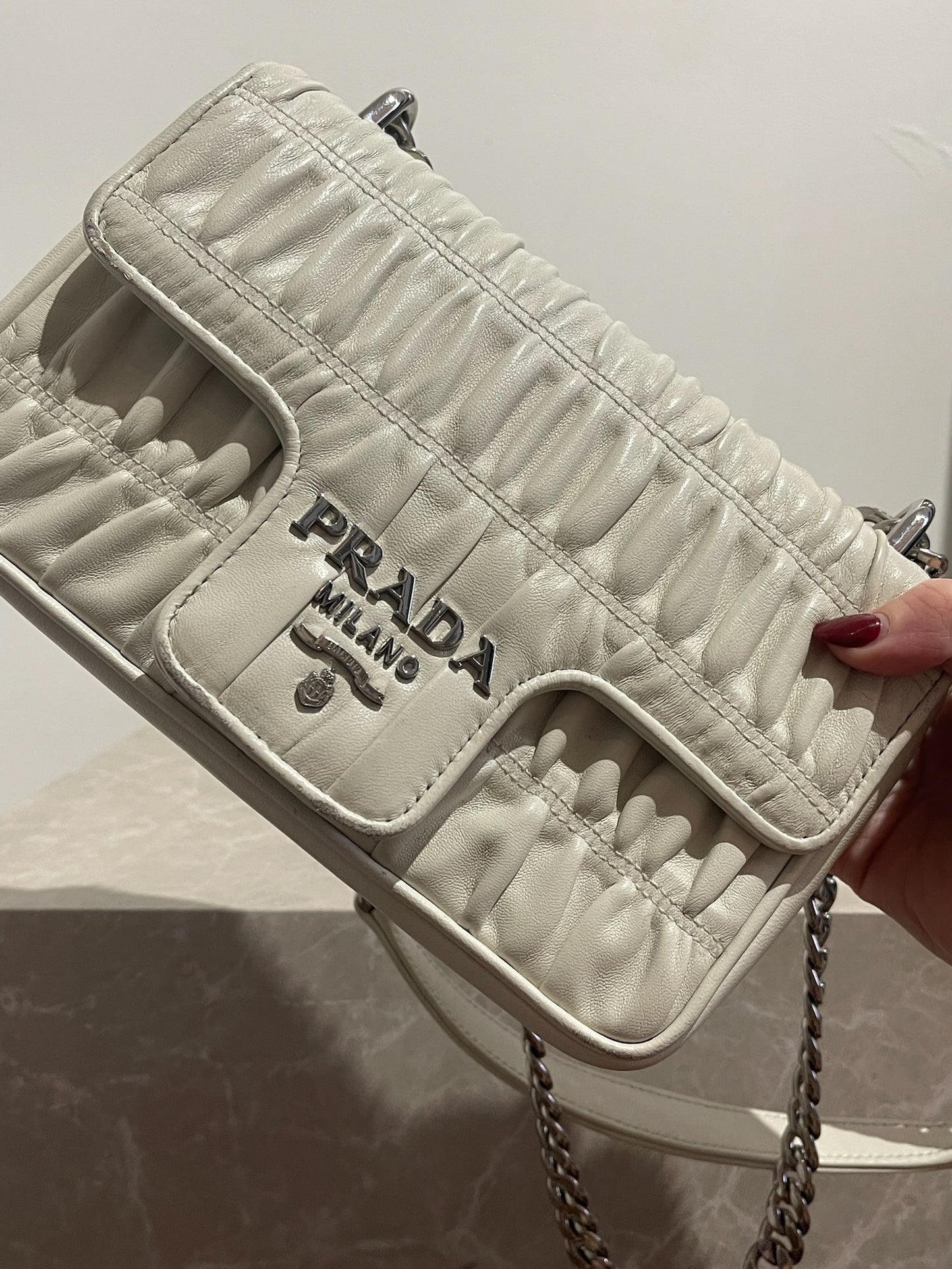 Sac Prada Diagramme blanc