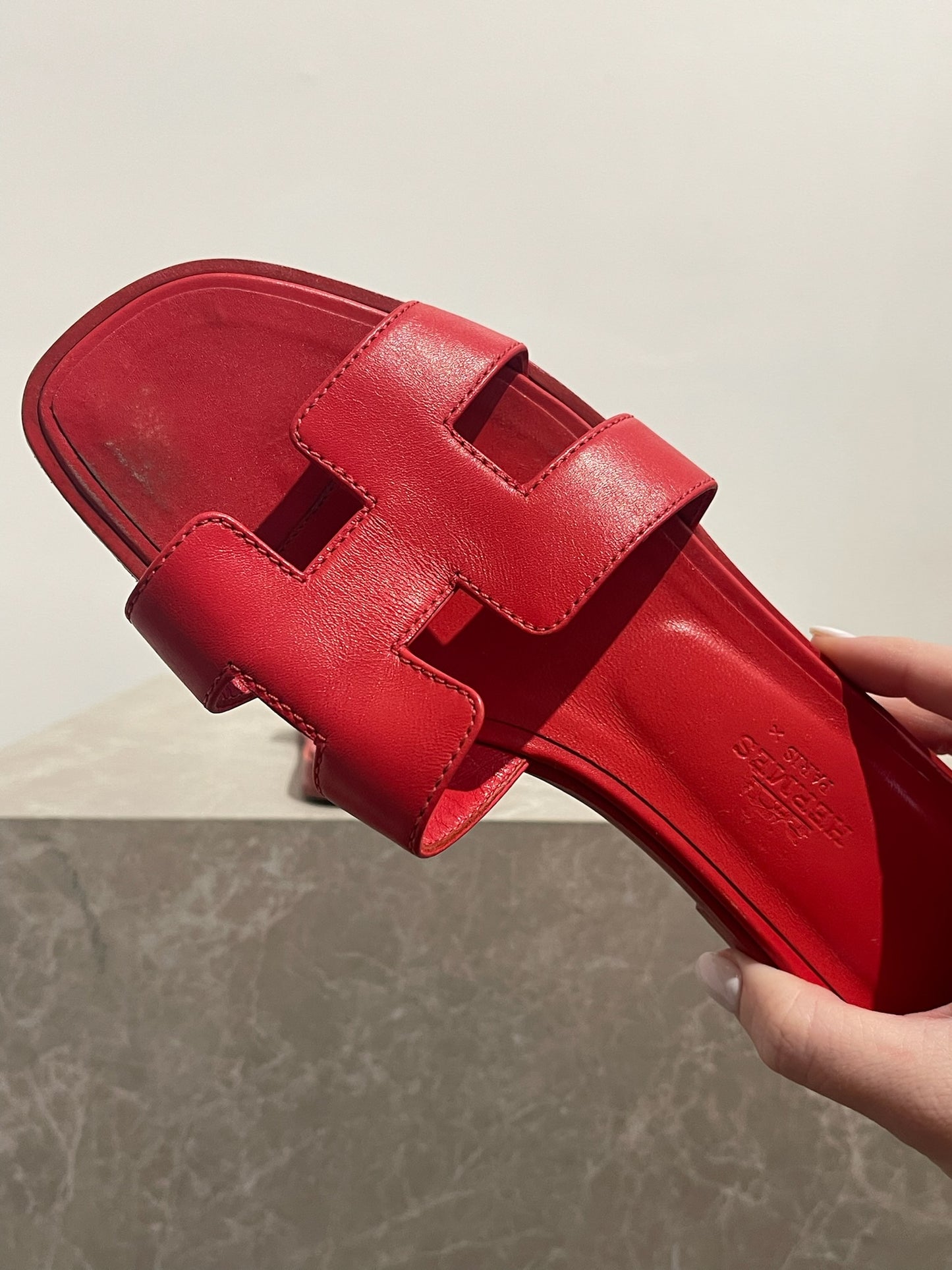 Mules Hermès rouge Oran T.36