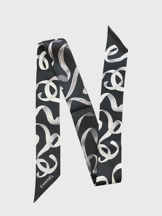 Foulard slim bandeau Chanel noir
