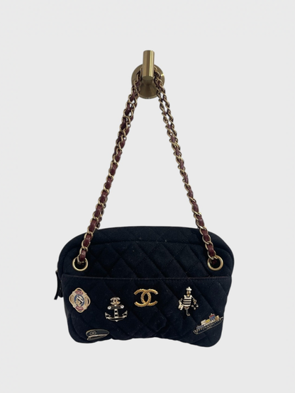 Sac Chanel Camera jersey noir