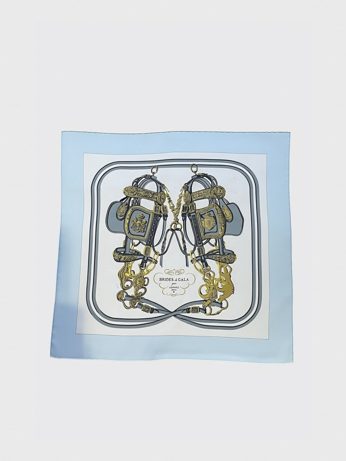 Foulard Hermès Brides de Gala bleu