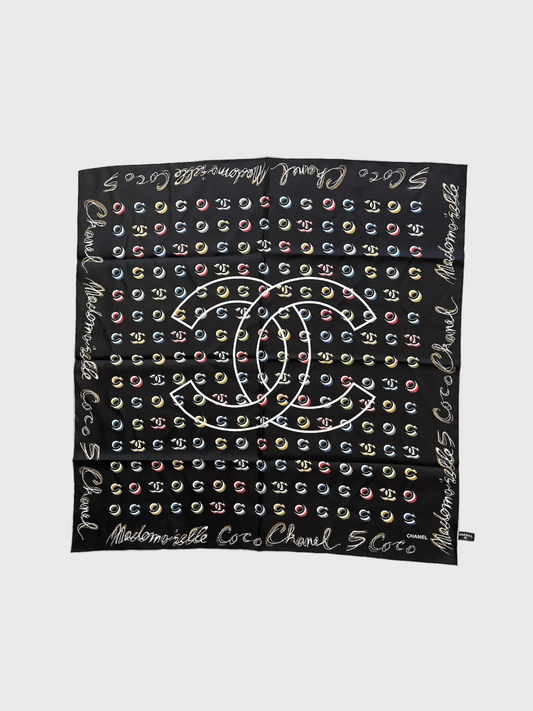 Foulard Chanel CC Coco noir