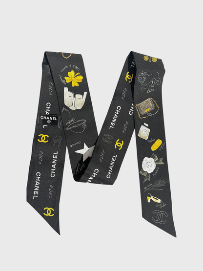 Foulard slim bandeau Chanel noir