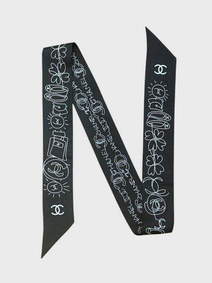 Foulard slim bandeau Chanel noir