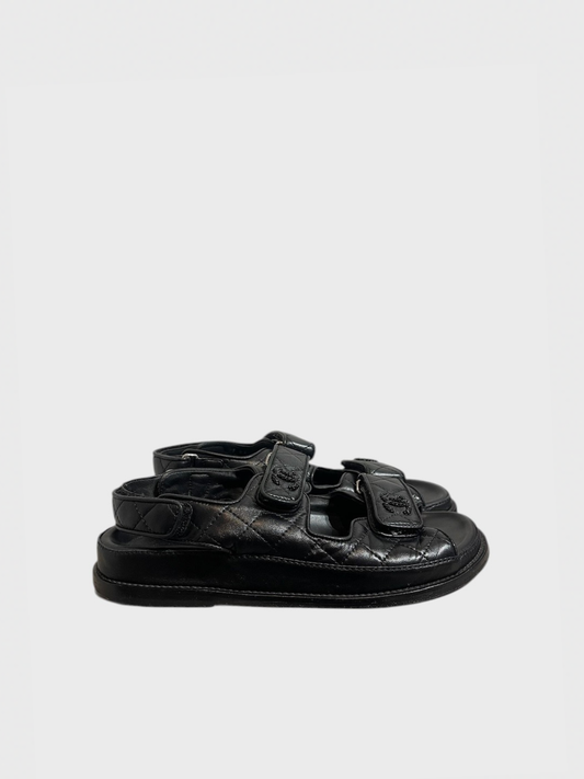 Sandales Chanel Dad noires T.35.5