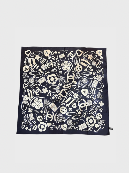 Foulard Chanel bleu marine