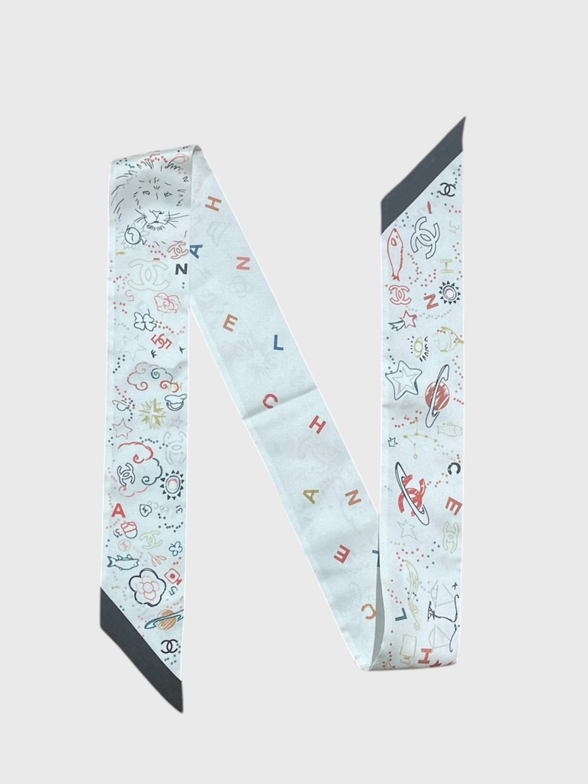 Foulard slim Chanel blanc multicolore