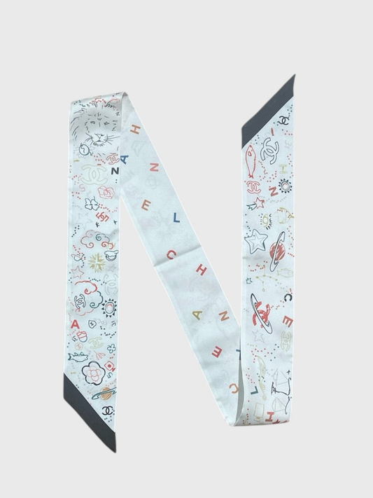 Foulard slim Chanel blanc multicolore