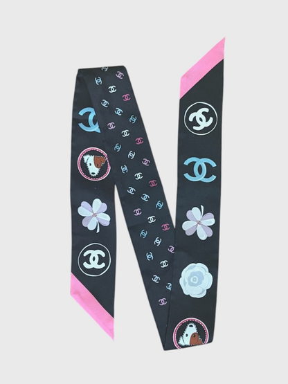 Foulard slim bandeau Chanel noir