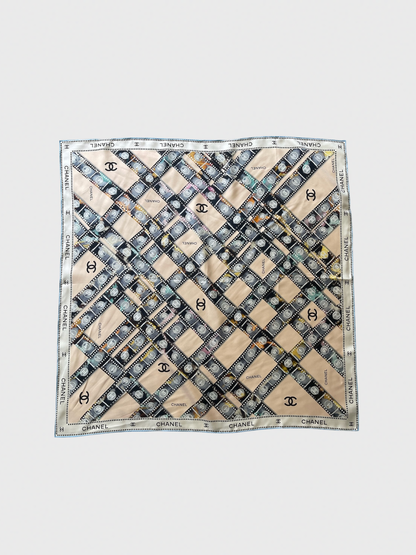 Foulard Chanel beige et bleu