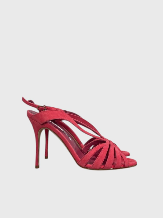 Sandales Manolo Blahnik roses T.38