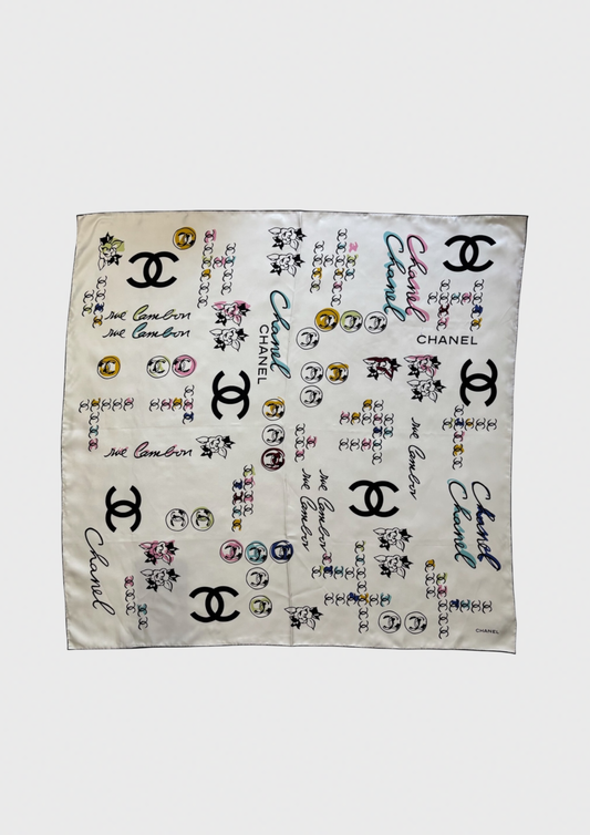 Foulard Chanel CC blanc