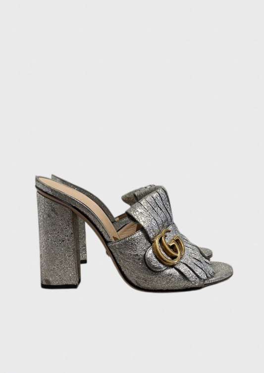 Mules Gucci Marmont argentées T.37,5
