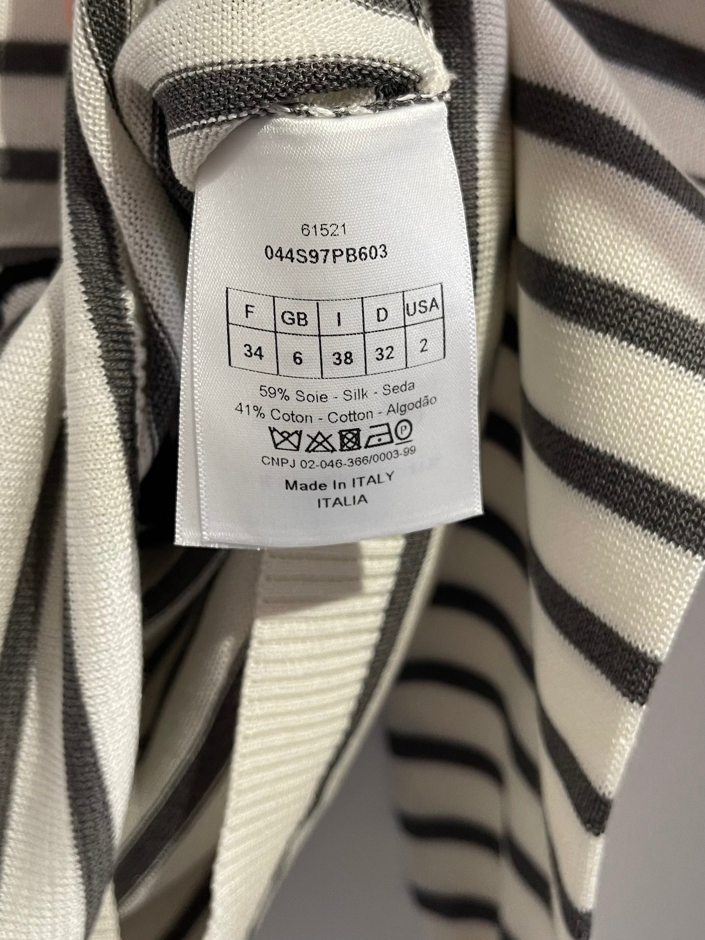 Pull Dior rayé T.34 NEUF