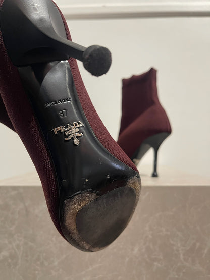 Bottines Prada bordeaux T.37