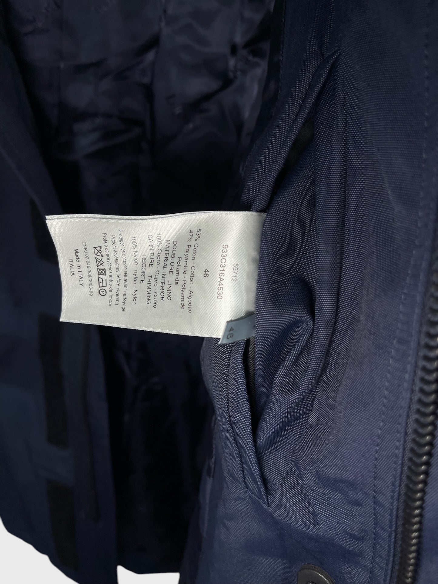 Parka Dior bleu marine T.46